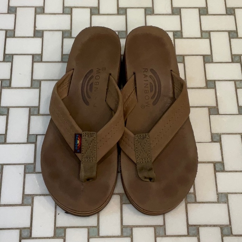 Brown Rainbow Platform Flip Flops